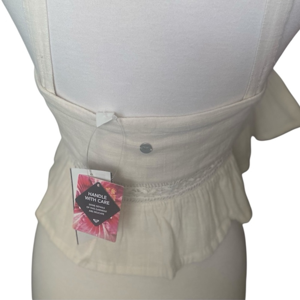 Roxy Cream Eyelet Cropped Ruffle Tank - Picture 5 of 9